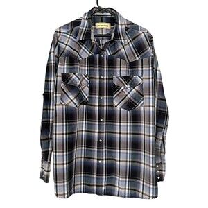 Bit And Bridle Cowboy Pearl Snap Plaid Button Up Shirt- Men's Size XL.